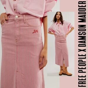 Damson Madder skirt Free People striped midi skirt cotton slit 16